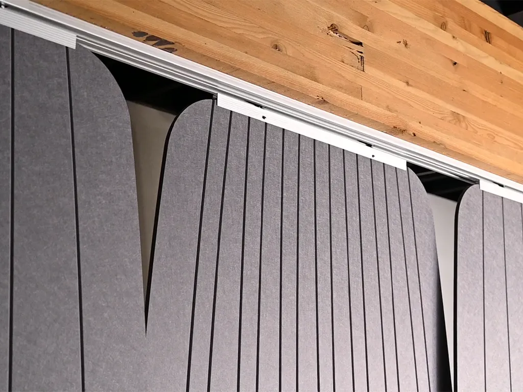 Flow Screens installed on a Rolling Track | Color: Smoke
