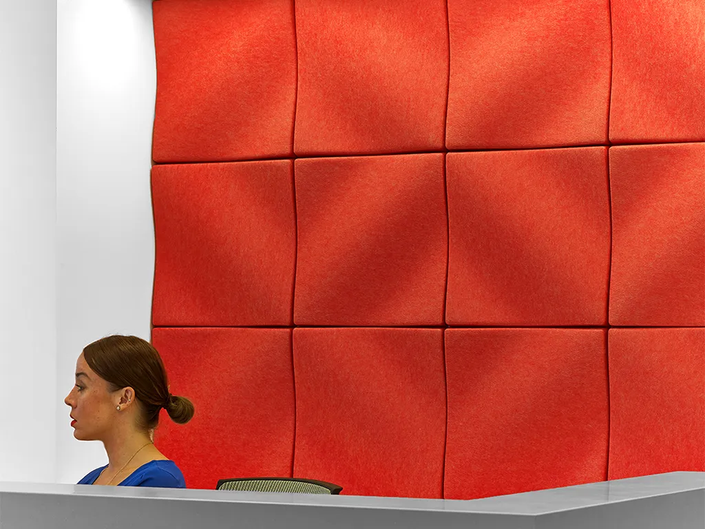 Installation: Whitman Walker Health | Product: Dune Tiles | Colors: Tomato