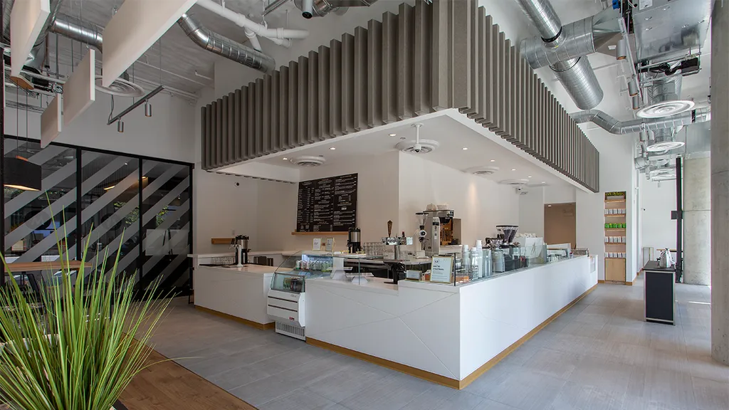 Fold Tiles in Pebble at Limitless Coffee Tea