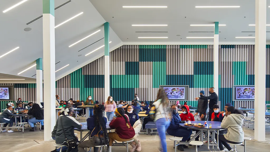 Custom Fold Tiles | Colors: Viridian, Ivy, Pebble, and Mushroom | Project: KIPP D.C. Legacy College Prep High School