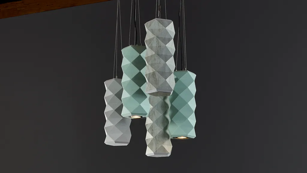 Product: Tessellate Pendants Lit | Colors: Mint and Frost | Print: White Wash