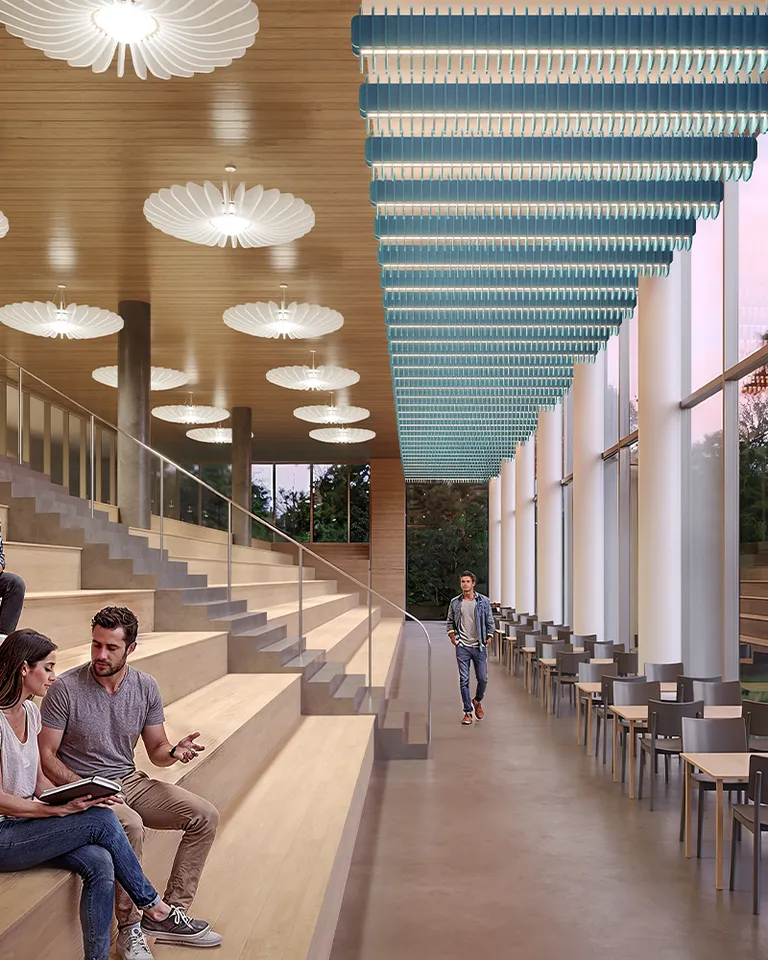 HyperFly Clouds Lit in White and HyperFly Baffles Lit in Pacific