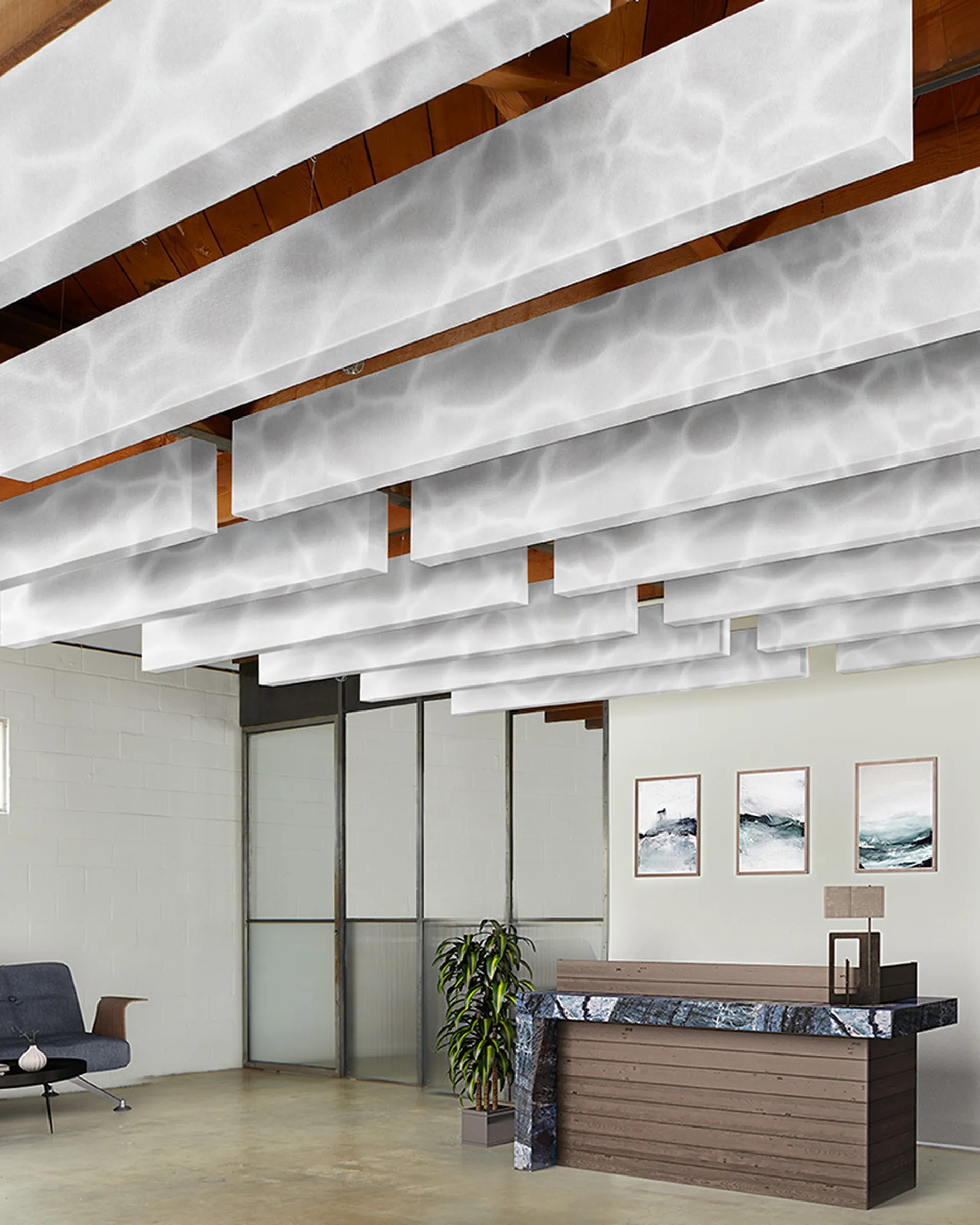 O Baffle | Kirei Ink | Collection: Biophilia | Print: Clear Water