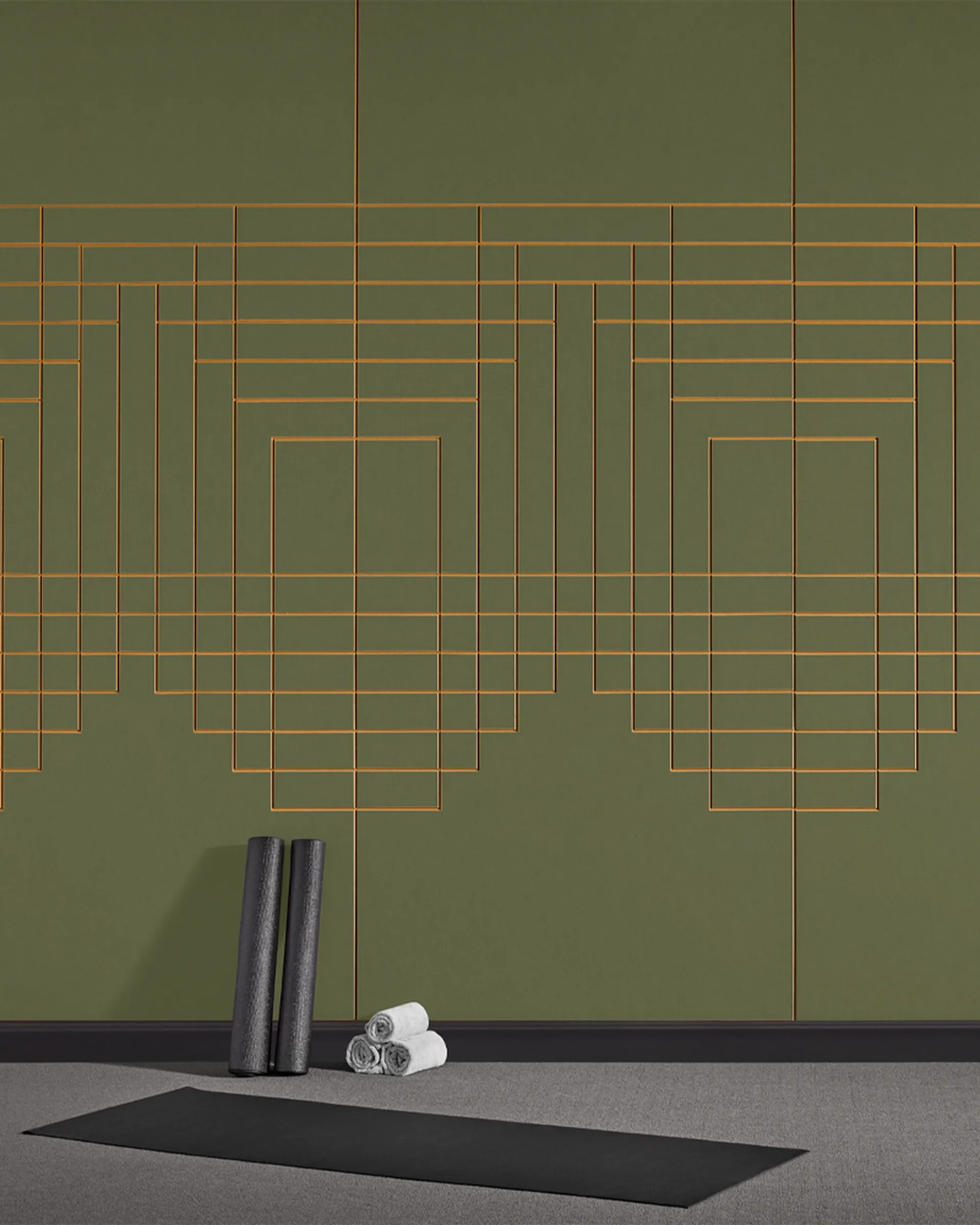 Santa Fe Panels | Color: Ochre | Print: Kirei Ink Custom Green