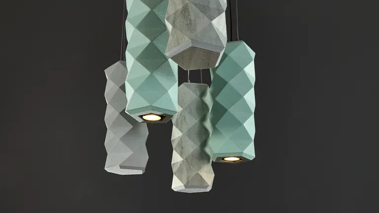Product: Tessellate Pendants Lit | Colors: Mint and Frost | Print: White Wash