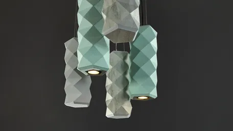 Product: Tessellate Pendants Lit | Colors: Mint and Frost | Print: White Wash